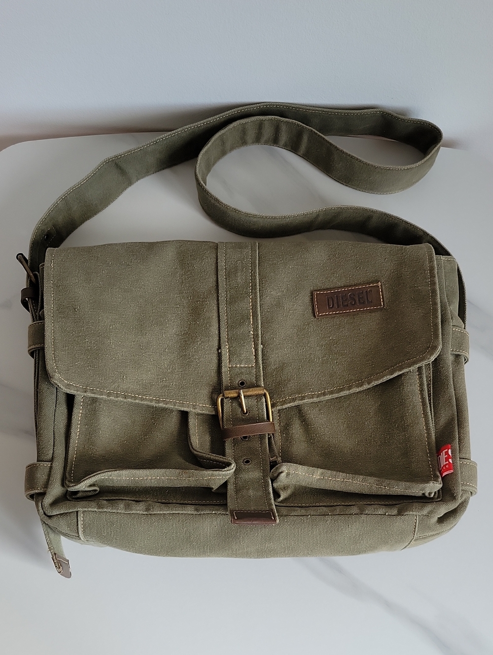 Vintage Diesel Olive Canvas Messenger Bag